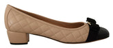 Salvatore Ferragamo Elegant Quilted Leather Pumps in Beige and Black -   -  Salvatore Ferragamo.